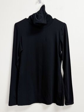 Peruvian Connection Shirt Women Medium Black Long Sleeve Turtleneck Pima Cotton
